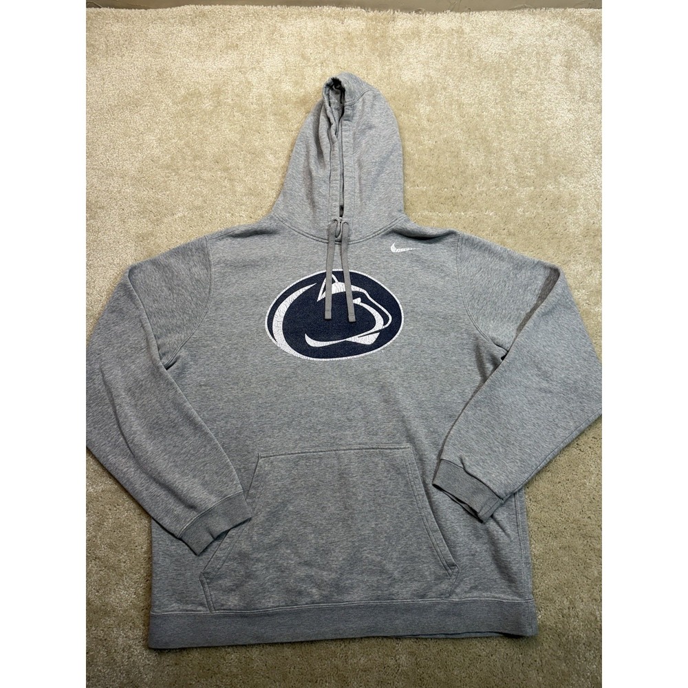 Nike Penn State Hoodie Mens XL Gray White Swoosh Lion Logo Pullover NCAA